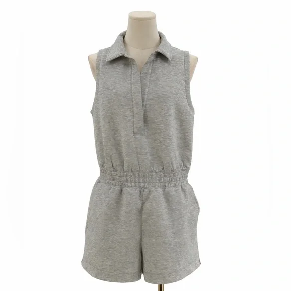 NWT Abercrombie & Fitch YPB Neo Knit Sporty Gray Sleeveless Athleisure Romper - Picture 2 of 16
